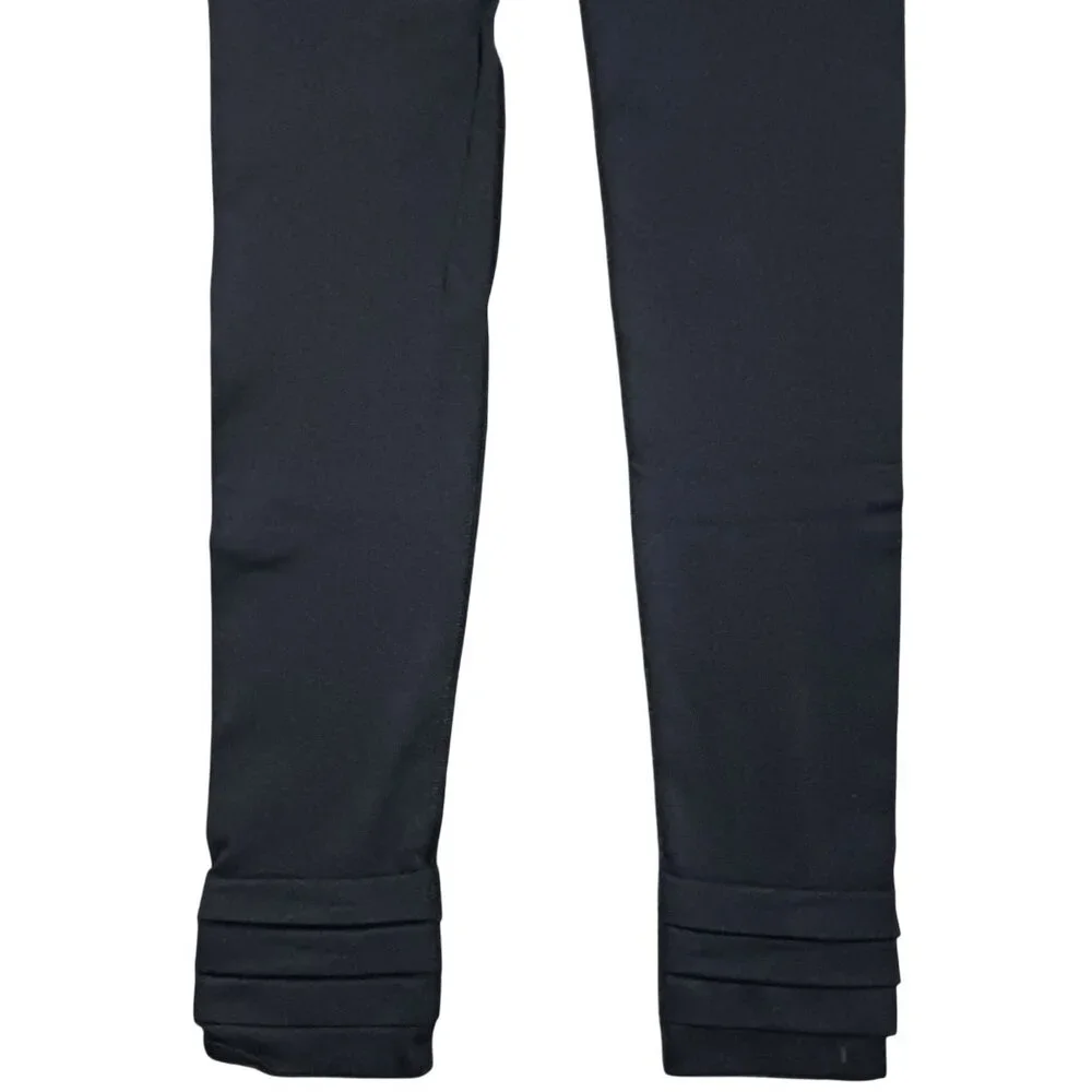 Athleta Women's Black Nylon Spandex Leggings Ruffled‎ Ankle Detail Size S